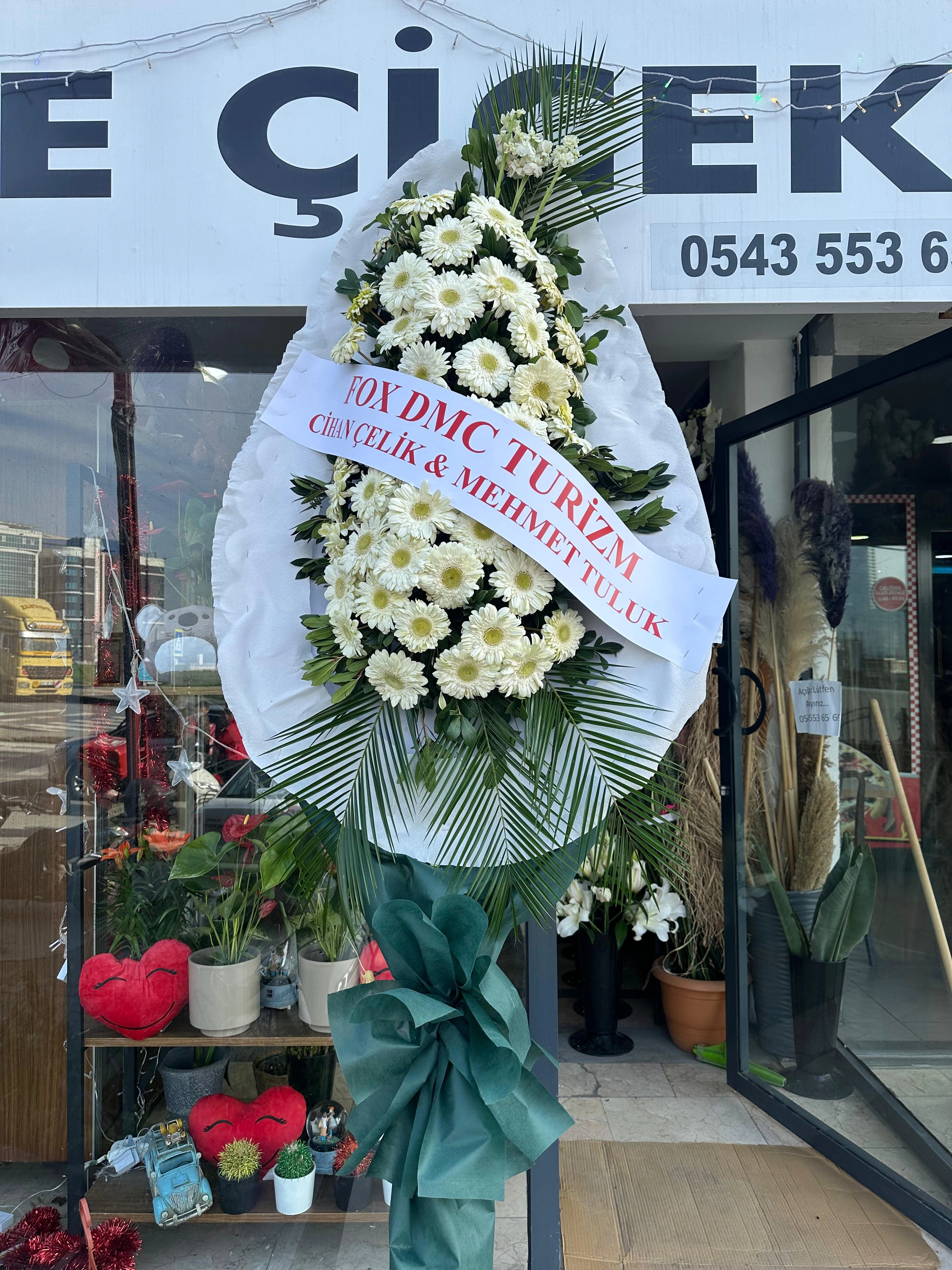 Beyaz Süslemeli Nikah, Düğün & Açılış İçin Çelenk