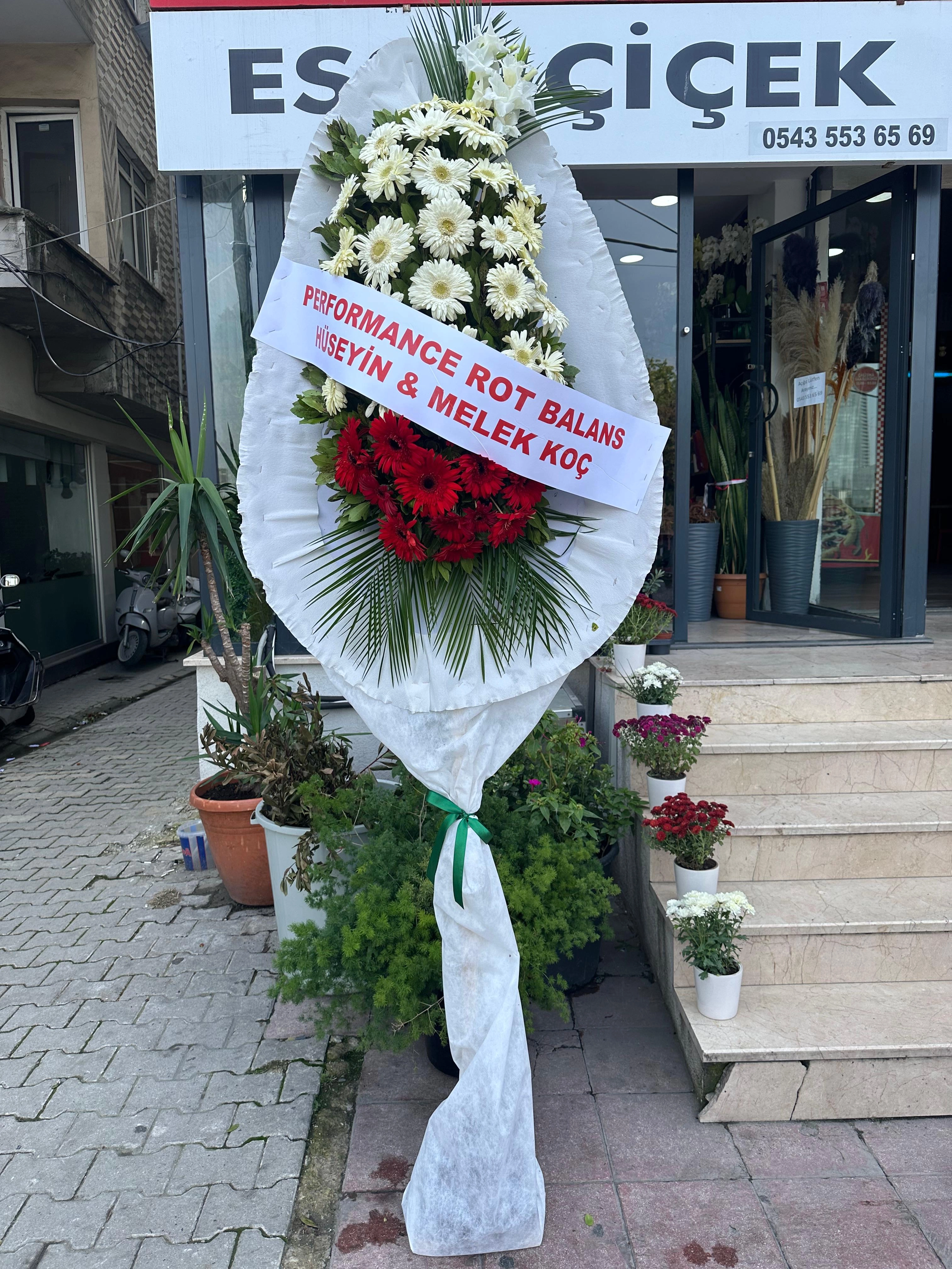 Kırmızı Beyaz Nikah, Düğün & Açılış İçin Çelenk