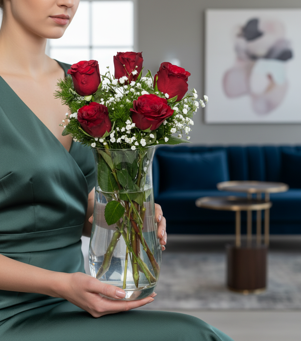 5' Li Gül Aranjmanı .Vazoda