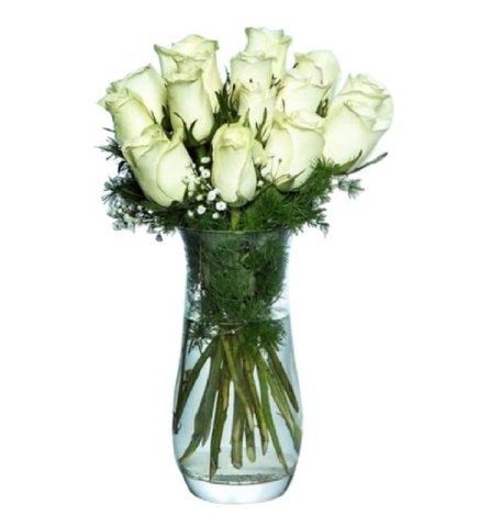 11'Li Vazoda Beyaz Gül