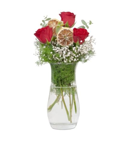 3' Lü Gül Aranjmanı .Vazoda