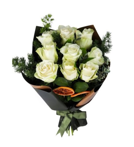 9' Lu Beyaz Gül Buketi