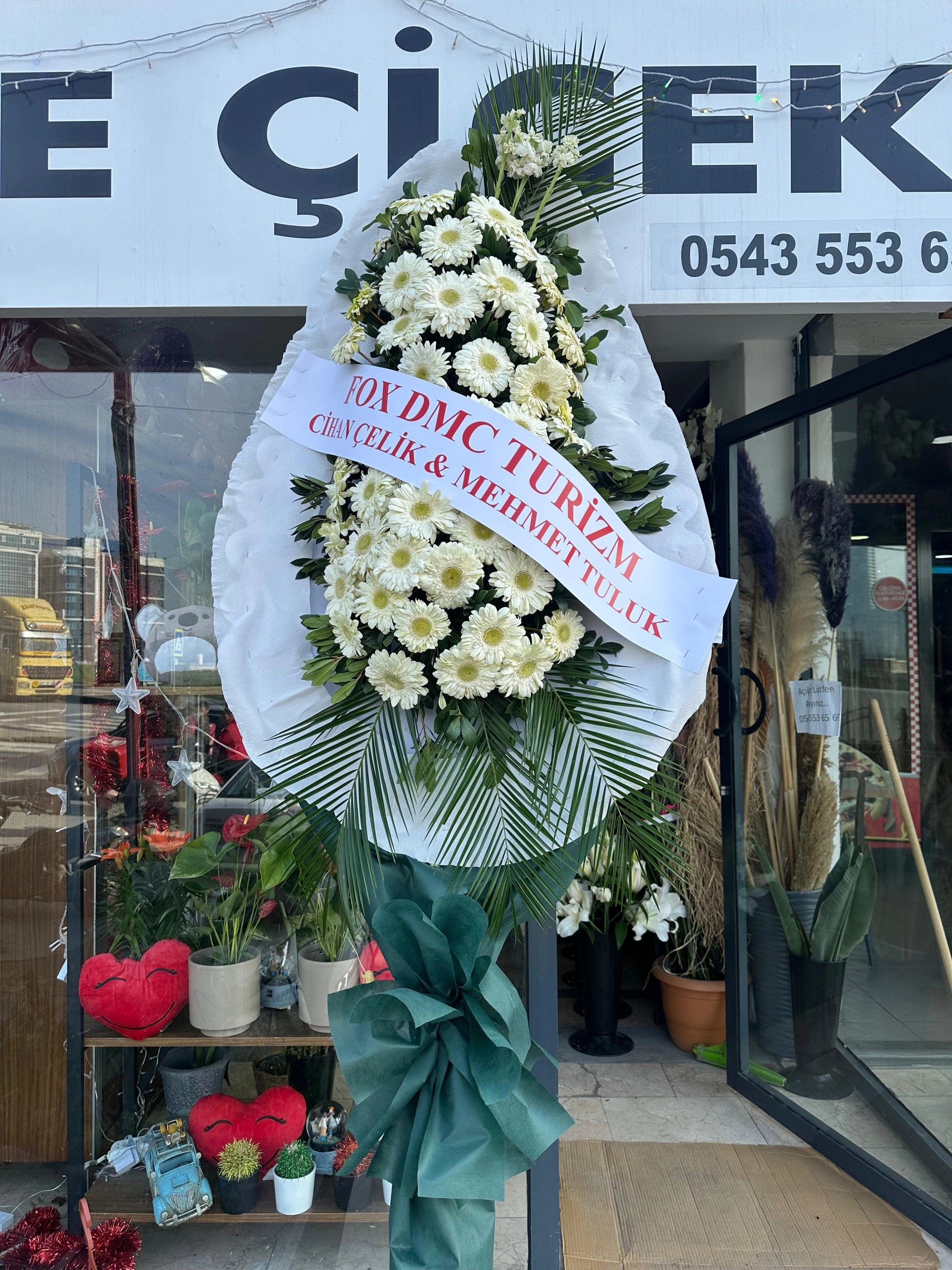Beyaz Süslemeli Nikah, Düğün & Açılış İçin Çelenk