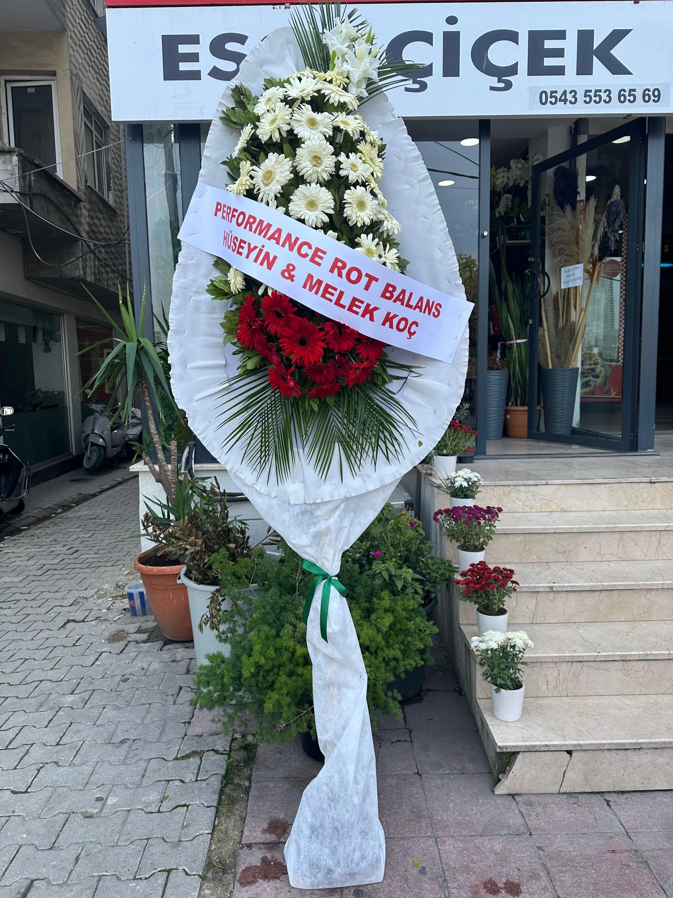 Kırmızı Beyaz Nikah, Düğün & Açılış İçin Çelenk