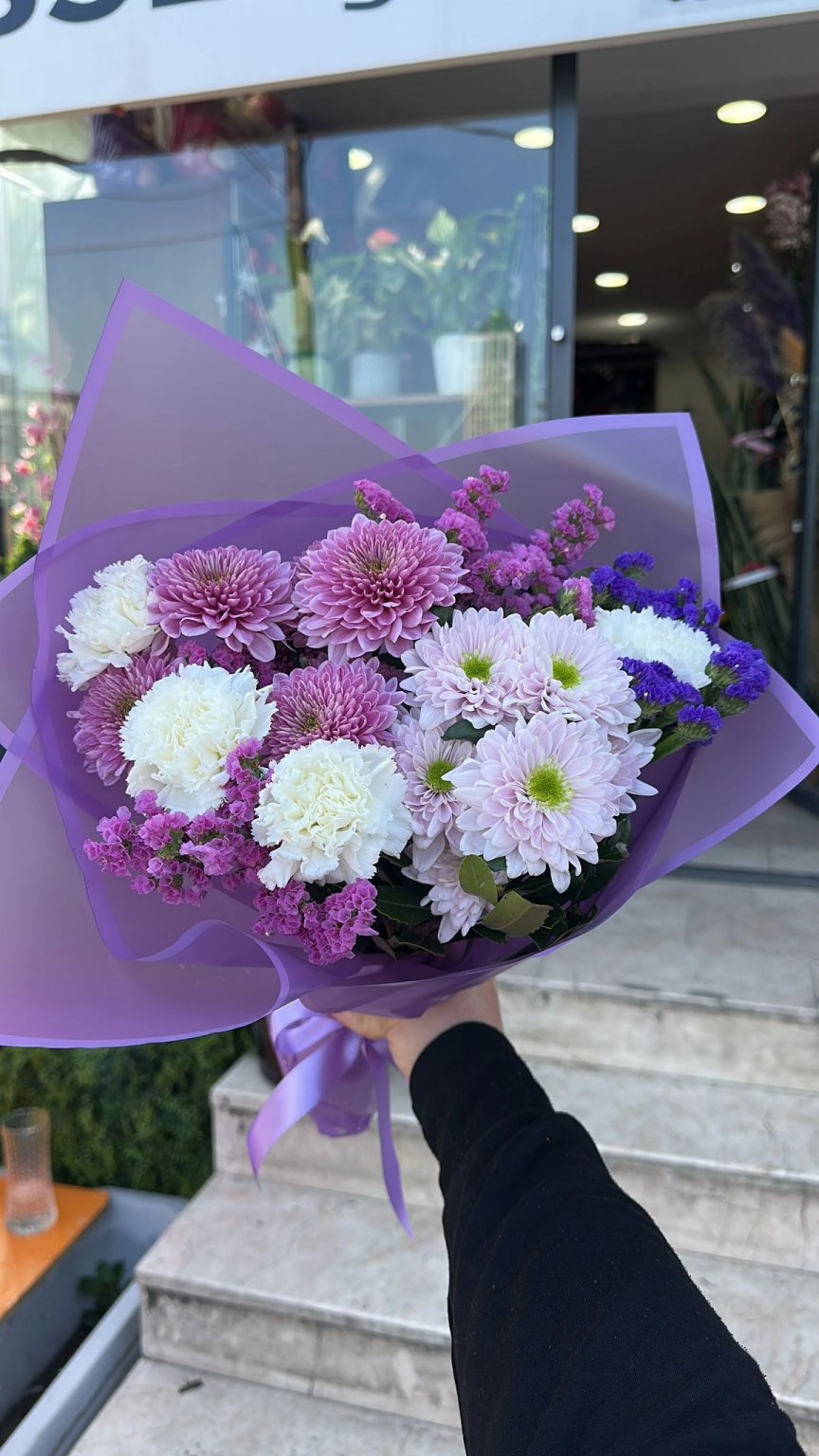 Pembe Beyaz Krizantem Buketi